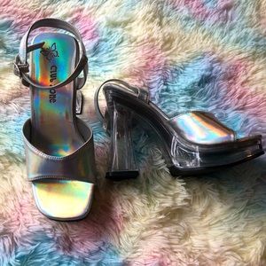 Vintage Y2K Club Zone Iridescent Lucite Platform Heels